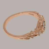Britanska napravljena 14k Rose Gold Prirodni tanzanite i kultivirani Pearl Womens Obećani prsten - Opcije veličine - Veličina 9.5