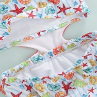 Peyakidsaa Toddlers Baby Girls Ljetni kupaći kostimi, morski puževi zvijezdani kupaći kostim bez rukava, 1- godina