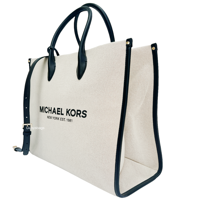Michael Kors Mirella veliki logo jacquard tote crossbody torba neutralna crna logo