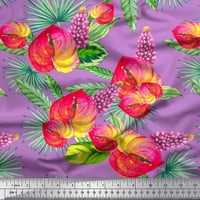 Soimoi Moss Georgette tkanina od listova, lakeleava i lupine cvjetno otisnuto zanata tkanina od dvorišta široko