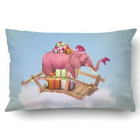 Pink Slon sa božićnim poklonima za časopis za pokriće knjige Računarski grafički jastučni jastučni jastuk