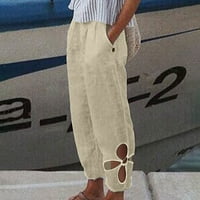 MAFYTYTPR Ljetne pantalone za žene Trendy Ženska ljetna casual labavi pamučni i posteljina džepa hlače hlače