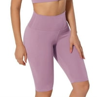Ženske pantalone sa pet bodova Vježbajte džepne tajice Fitness vježbanje trkačke dukseve joge hlače ljubičaste l
