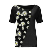 Koaiezne bluze za žene plus veličine vrhova za žene kratki rukav ljetni modni casual čvrste tiskane majice u boji Blok V rect t majice Dame bluze
