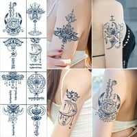 Mairbeon Lotus Privremene tetovaže Bude Sanskrit tetovaže naljepnice lažne crne cvijeće tijela umjetnička tetovaža vodootporna dugotrajna naljepnica za tattoo