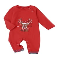 Fanvereka Novo podudaranje božićne porodice Pajamas set, crtani jeleni tiskani vrhovi + hlače mir