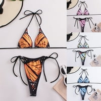 Ženski seksi bikini set leptir gudački Thong kupaći kupaće kupaće kostime od plaže ružičaste s