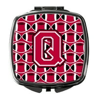 Caroline's blago CJ1079-QSCM pismo Q Fudbal Crimson i bijelo kompaktno ogledalo CJ1079-QSCM, višebojni