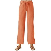 Mrigtriles Ženske modne čvrste boje pamučne posteljine elastične strugove casual labave obrezive hlače xxl