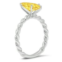 2CT srce od žutog simuliranog dijamanta 18k bijelo zlatni godišnjica za angažman prsten veličine 9.25