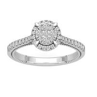 Araiya 10k bijeli zlatni halo dijamantski prsten za žene, veličine 6