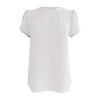 Ljetni vrhovi za žene ženske šifonske bluze košulje Petal kratki rukav ljetne povremene majice