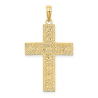 Jewels 14k žuto zlato sa rodijumskim blokom križ s bijelim dijamantskim dijamantskim oblicima izrezani privjesak