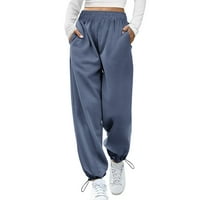 GUBOTARE radne pantalone za žene ženske pamučne dukseve sa džepovima nacrtajući joge joga hlače, tamno plave l