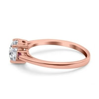 Rose ton, simulirana kubična cirkonija-art deco srce tri kamena vjenčana prstena za svadbeni prsten ruby ​​CZ sterling srebrna