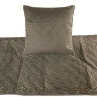 King Queen Twin Siva ručna ručka 53 X18 Pokretnica bez jastuka, prekrivač i kristali krevet na baršunastom tkaninu - siva dijamantska simfonija