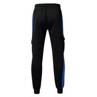 Dukseta B91XZ za muškarce muške hiphop hlače za spajanje čvrste boje ravno-noga čipka za trčanje hlače plave boje, veličina L