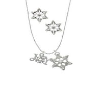 Delight nakit silvertna radost sa snježnim pahuljicama srebrna ton snježne pahulje šarm ogrlice i naušnice