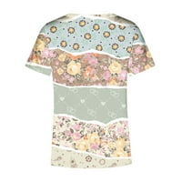 FESFESFES kratki rukav za žene Labavi otisnuta bluza Dame V izrez Tunic vrhovi udobnih košulja Ležerne prilike prodaje
