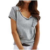 Ženske ležerne ljetne vrhove kratki rukav V izrez Solid Boja majice Comfy Soft Fashion Labava fit majica