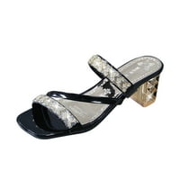 Sandale za žene AOLEJEA Odmor uštedu Nova ljetna modna odjeća Sandale s gustom potpeticama i kvadratnim papučama za glavu Crno 6. na Cleanceu