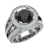 18k bijeli zlatni veliki crni dijamantni zaručni prstenovi za ručni rez halo dijamantni prijedlog prstena 4. karata
