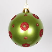 Candy Lime Green sa crvenom sjajem Polka točkice Komercijalne veličine Božićna kugla Ornament 6