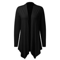 Mishuowoti zimska odjeća za žene Modni čvrsti boju Kardigan dugih dugih rukava s dugim labavim jaknom crna m