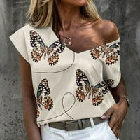 Amousa ženska modna casual tiska labava majica kratkih rukava s kratkim rukavima na vrhu bluza majice za žene