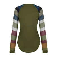 Plus veličine tuničkih vrhova za gamaše casual cocky tshirts bluze za žene Stripe sneve patchwork vrhovi Green XXL
