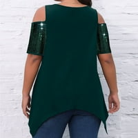 Plus veličine za žene radne vrhove kratkih rukava Bluze Regularne fit t majice Pulover tinejdžeri vrhovi čvrste majice Crew Crts Crts Casual Bluuses Twille The Green XL