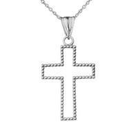 Ogrlica obostrana perla otvorenog križa u bijelom zlatu: 10k privjesak sa 16 lancem