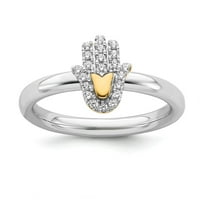 Sterling srebrna izraz za izraz pozlaćenog preklopnog prstena za dijamant