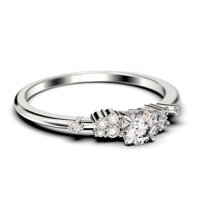 Minimalistički sol 0. Carat Round Cut Diamond Moissan zaručni prsten, dainty venčani prsten u srebru s bijelim zlatnim poklopnjem za nju, obećavaju prsten od prstena