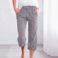 Aloohaidyvio Terra i nebeske hlače, moda Žene Ležerne prilike za ispis elastične labave hlače Ravne široke pantalone za noge