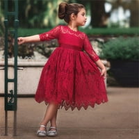 Djevojke haljine dugih rukava Tutu haljine leptir print crveni 100