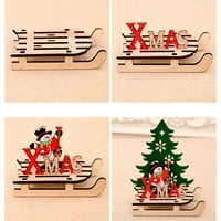 Dezsed Božićne ukrase Cleariance Božićni drveni santa snjegovičara za spajanje Ornament Božićni DIY Dekoracija Redc s