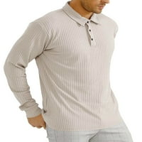Tenmi Men bluza dugih rukava dugih rukava dolje polo majica Regularni fit t majice Golf Pulover Light Khaki XS