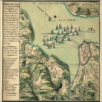 24 X36 Galerija poster, Mapa opsade Quebec City Canada 1670