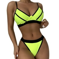 PXiakgy Tankini kupaći odijela za žene Ženski bikini set za ispis kupaćim kostimima Šipati boju punjene grudnjake kupaće odjeće za plažu zelena + s