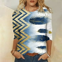 Koaiezne vrhovi za žene Ležerne ljetne žene Ljetni vrhovi okrugli vrat Tromjesna rukava Confor Cvjetna bluza s majicom