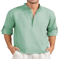 Voguele Muns Tops Henley Neck T majice Bluza s dugim rukavima Sport majica Modni pulover zeleni m