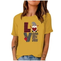 CETHRIO ženske majice- casual valentinovo kratki rukav digitalni tisak okrugli vrat labavi t- bluza