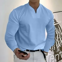 Vikakiooze Muška Ležerna košulja Čvrsta dugi rukav V-izrez za bluzu VOZITE S Muške majice Moda