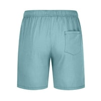 Muške kratke hlače Ležerne ljetne plaže Posteljina pamuk kratki sa džepovima i elastičnom strukom svijetloplavim m