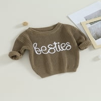 Novorođenče dječje djevojke pletene džemper bestie vezenje dugih rukava pulover dukserica pletiva pada zimska topla odjeća