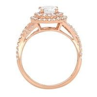 1. CT sjajan okrugli rez pravi prirodni dijamant VS1-VS G-H 14K Rose Gold Halo obećaj Izjava o vjenčanju Engagement Dizajnerska prstena Veličina 5