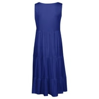 Zunfeo Ljetne haljine za žene carinjenje - casual haljina za plažu udobna linija linija linija od punog rukava krada kraljevska haljina tamno plava s