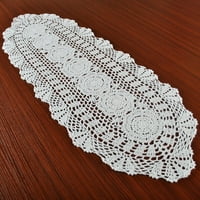 Vintage Crochetied Cracted Cracter Trken za trkač pamuk cvjetni stolnjak oval 11.8x bijela