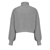 Dolith Fall, Zimski kardigan džemperi za žene, plus, prevelizirani, topli, sivi, modni ženski pupovi dugih rukava Turtleneck-izrez ležerne džemper vrhovi